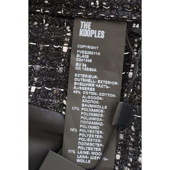 The Kooples FVES28011K Women's Sz 34 Black & White Metallic Tweed Blazer - Picture 7 of 11